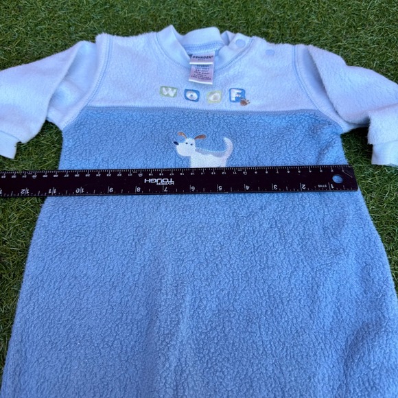 Vtg OshKosh Baby Boy Blue Fleece Dog Woof Sleepsuit Romper 3-6 Months 12-16 lbs - Picture 6 of 7